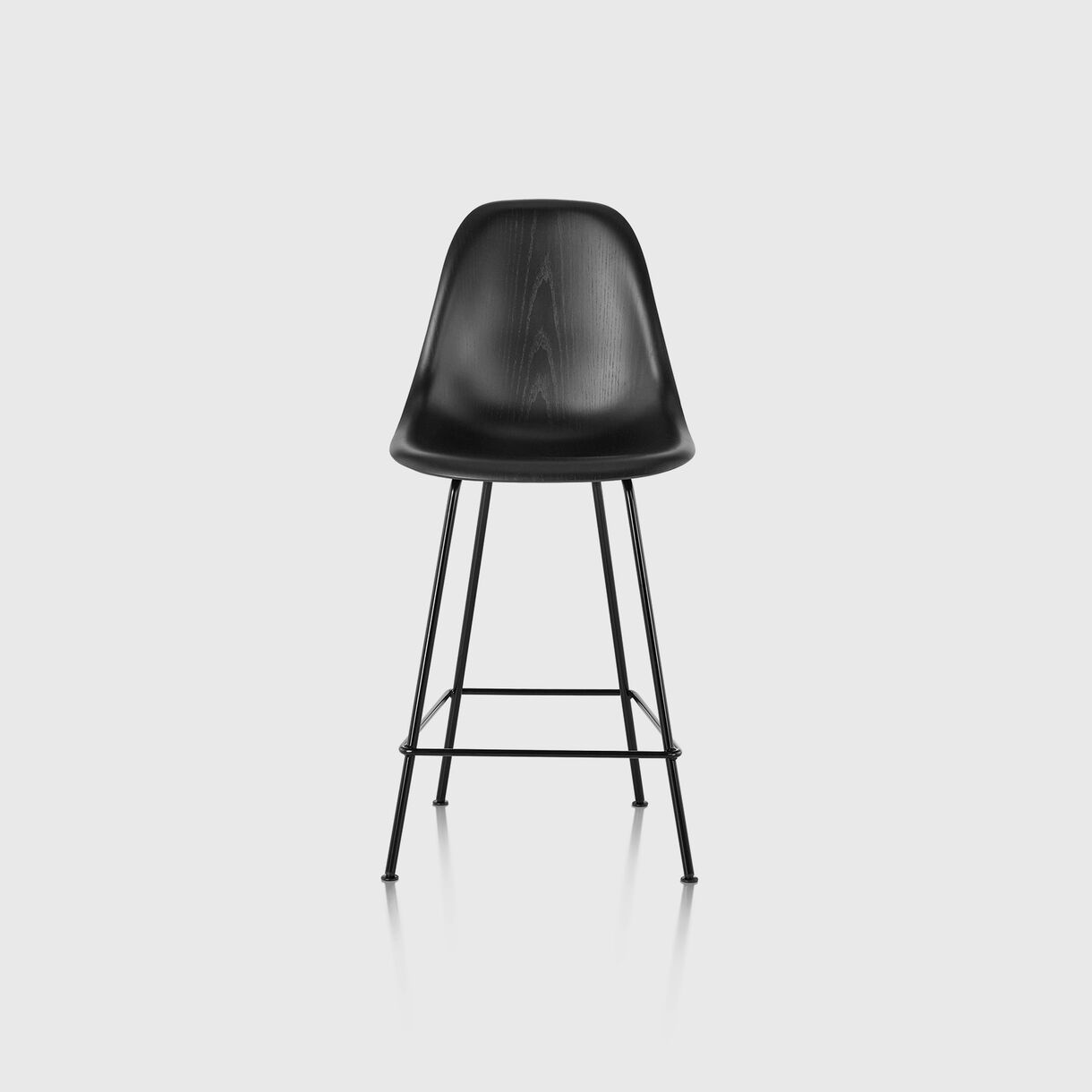 Eames Moulded Wood Counter Stool, Ebony & Black