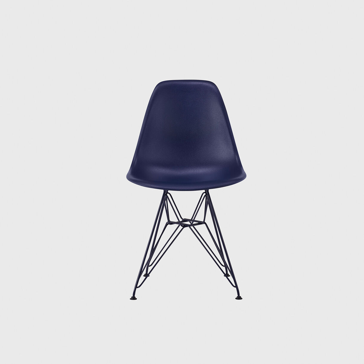 HM x Hay Eames Moulded Plastic Side Chair, Wire Base, Black Blue