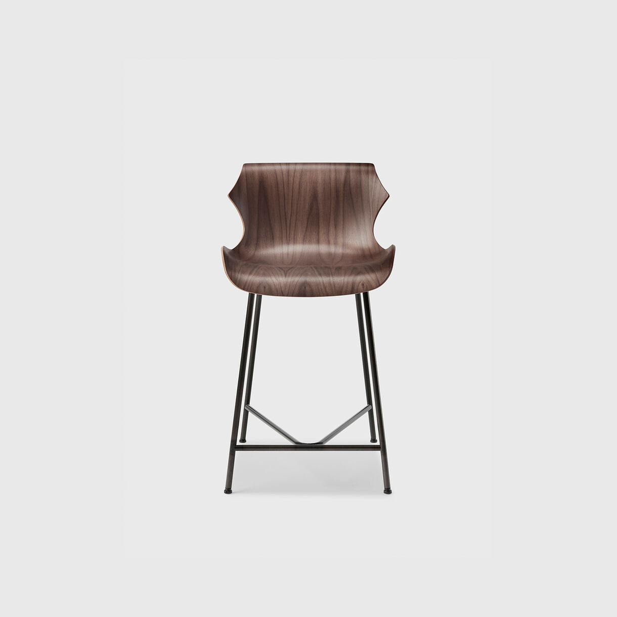 Petal Metal Base Counter Stool, Walnut