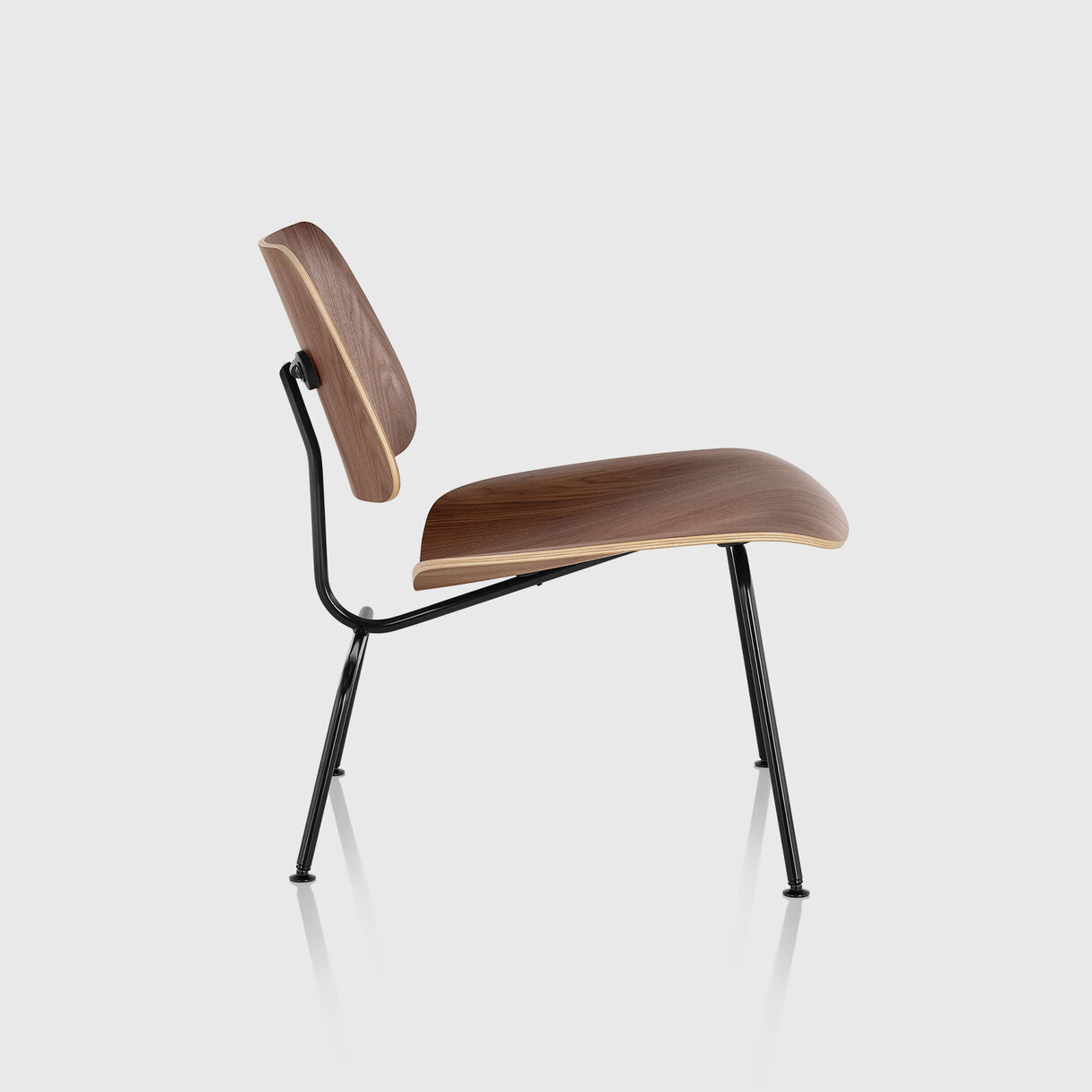 Eames Moulded Plywood Lounge Chair, Metal Base, Walnut & Black