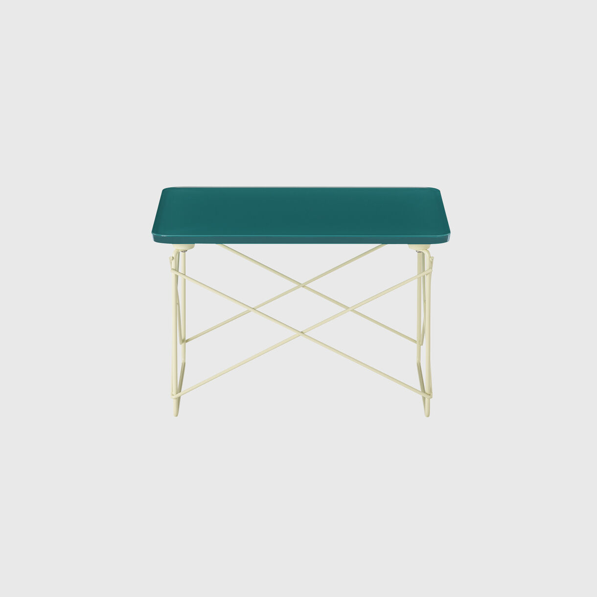 Eames Wire Base Low Table, Mint Green & Powder Yellow