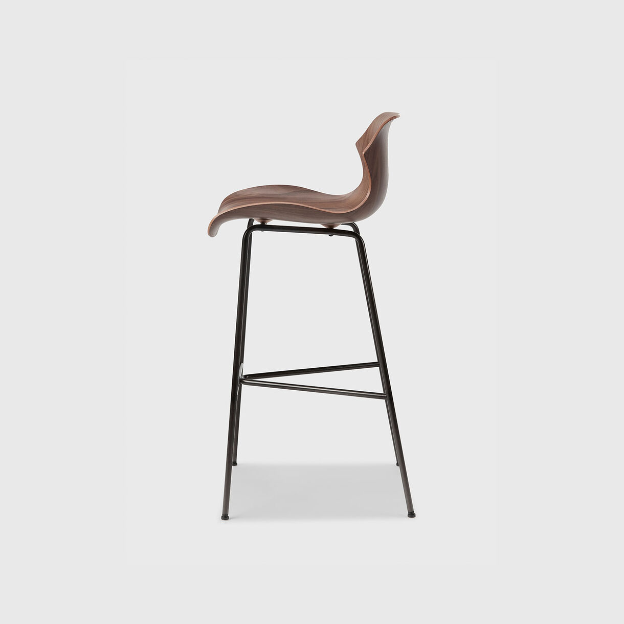 Petal Metal Base Bar Stool, Walnut