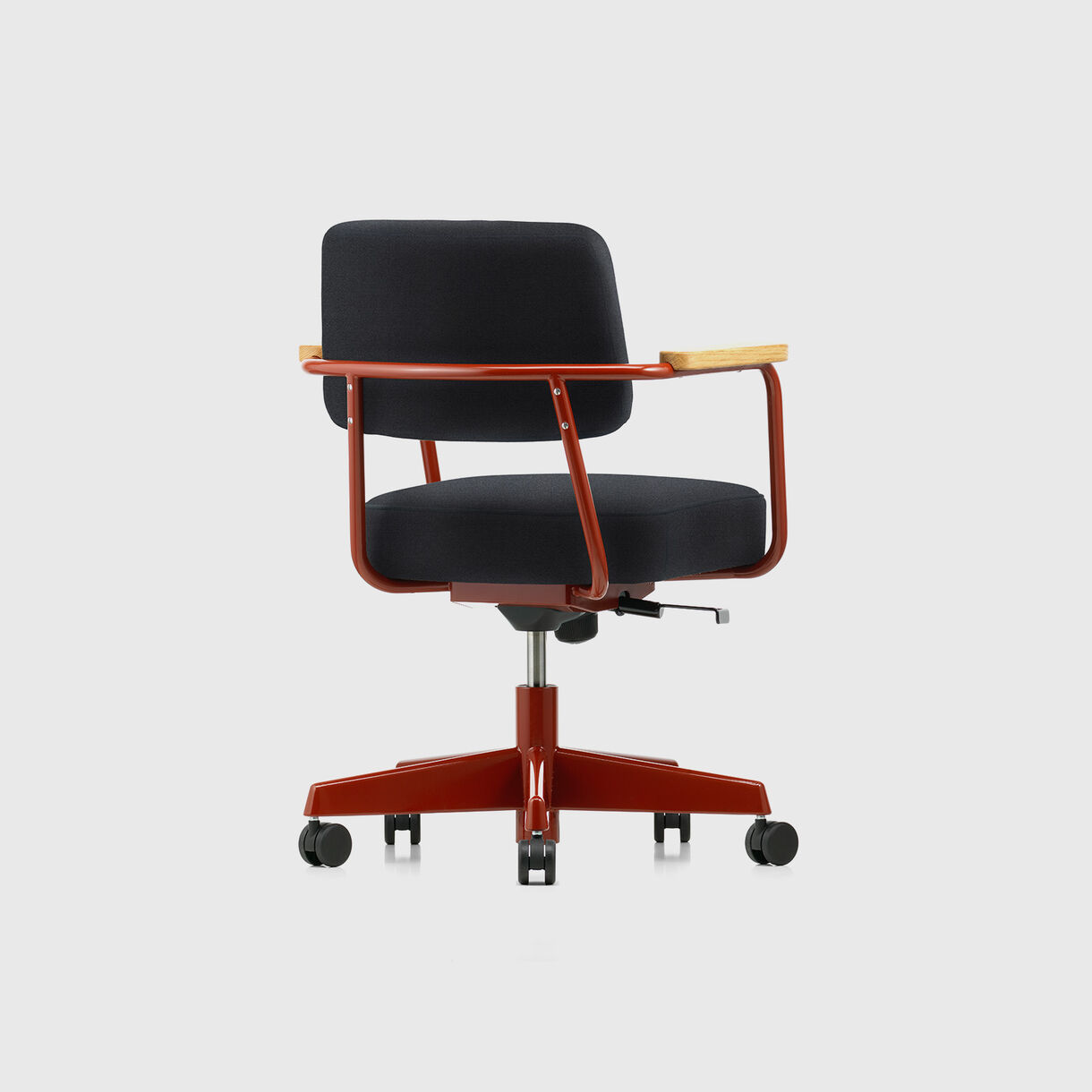 Fauteuil Direction Pivotant Armchair, Twill Dark Grey, Japanese Red