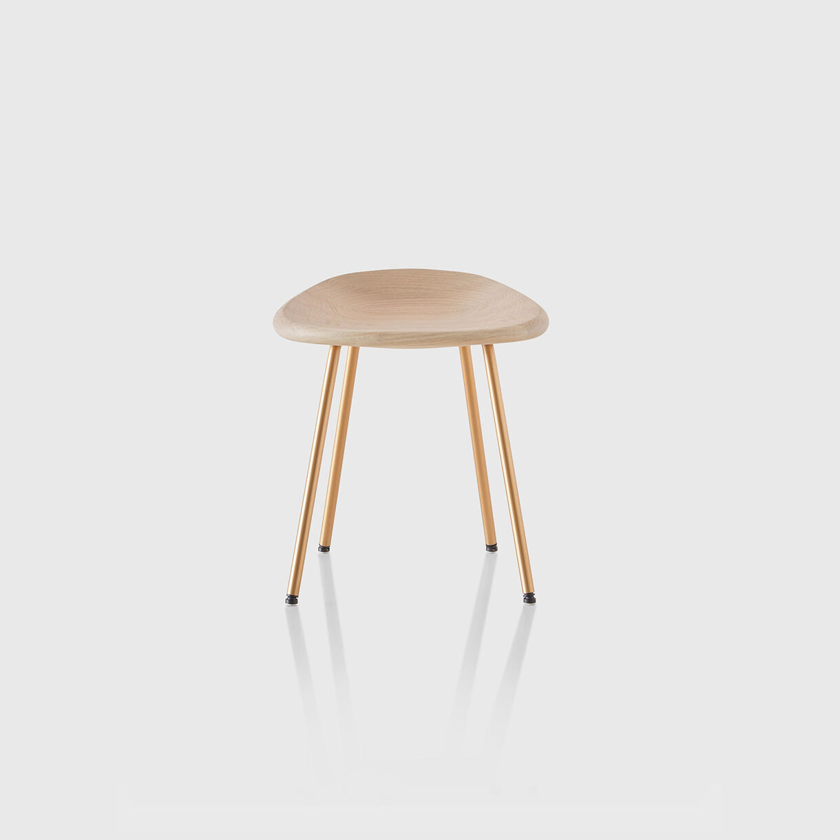 Pebble Stool, White Oak & Brass Base