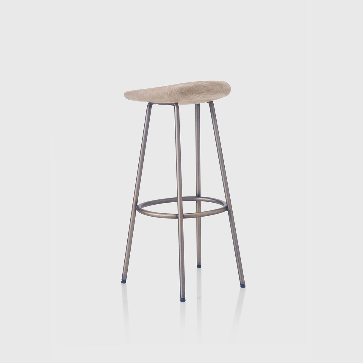 Pebble Bar Stool, Raw Oak & Bronze