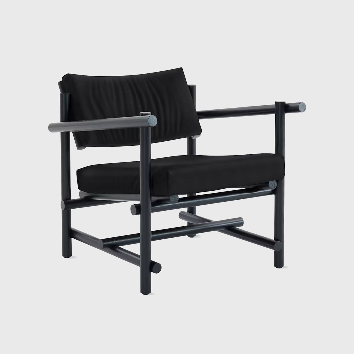 Muecke Lounge Chair, Black, Black Leather