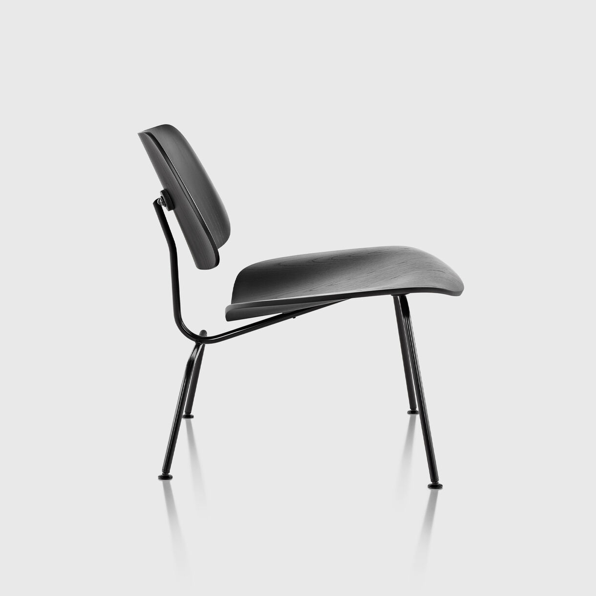 Eames Moulded Plywood Lounge Chair, Metal Base, Ebony & Black