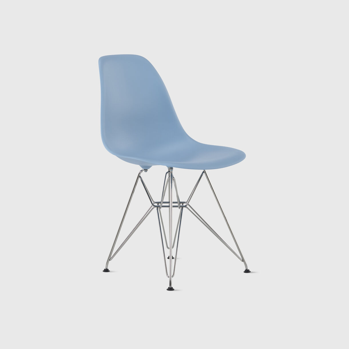 Eames Moulded Plastic Side Chair, Wire Base, Pale Blue, Chrome