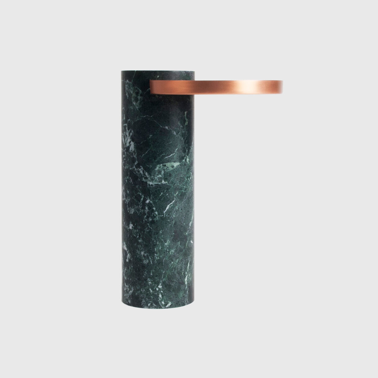 Salute Side Table, High, Copper & Green Marble