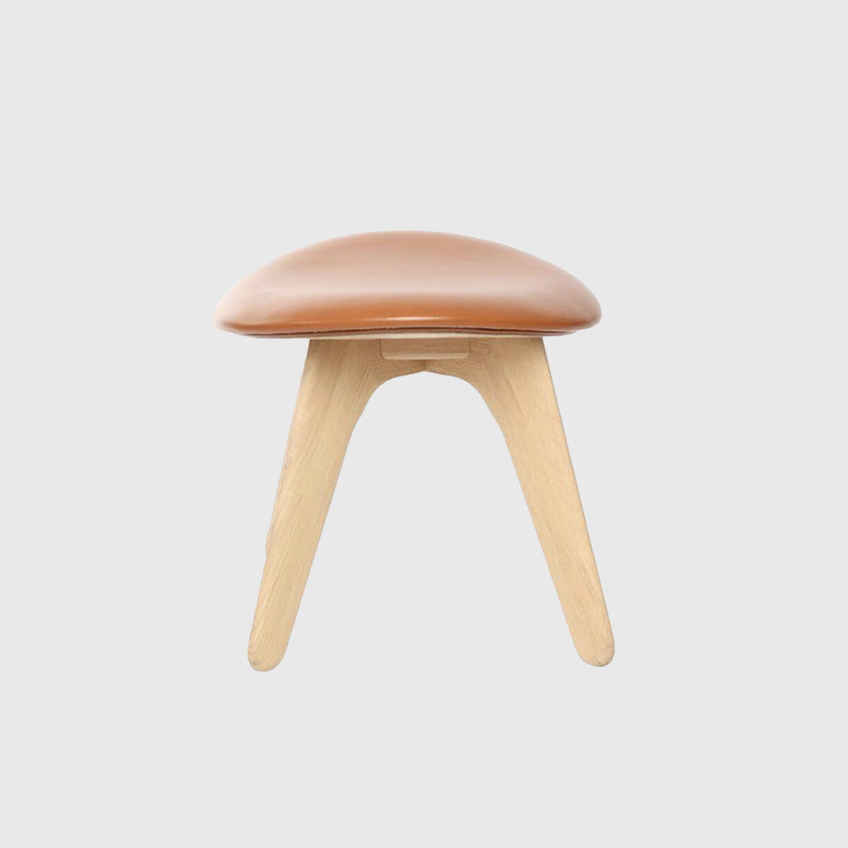 Slab Ottoman, Natural Oak, Cognac Leather
