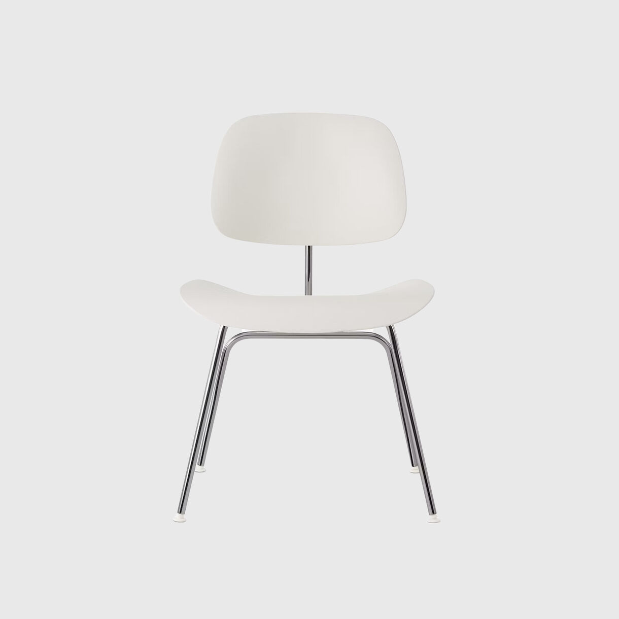 Eames Moulded Plastic Dining Chair, White, Chrome