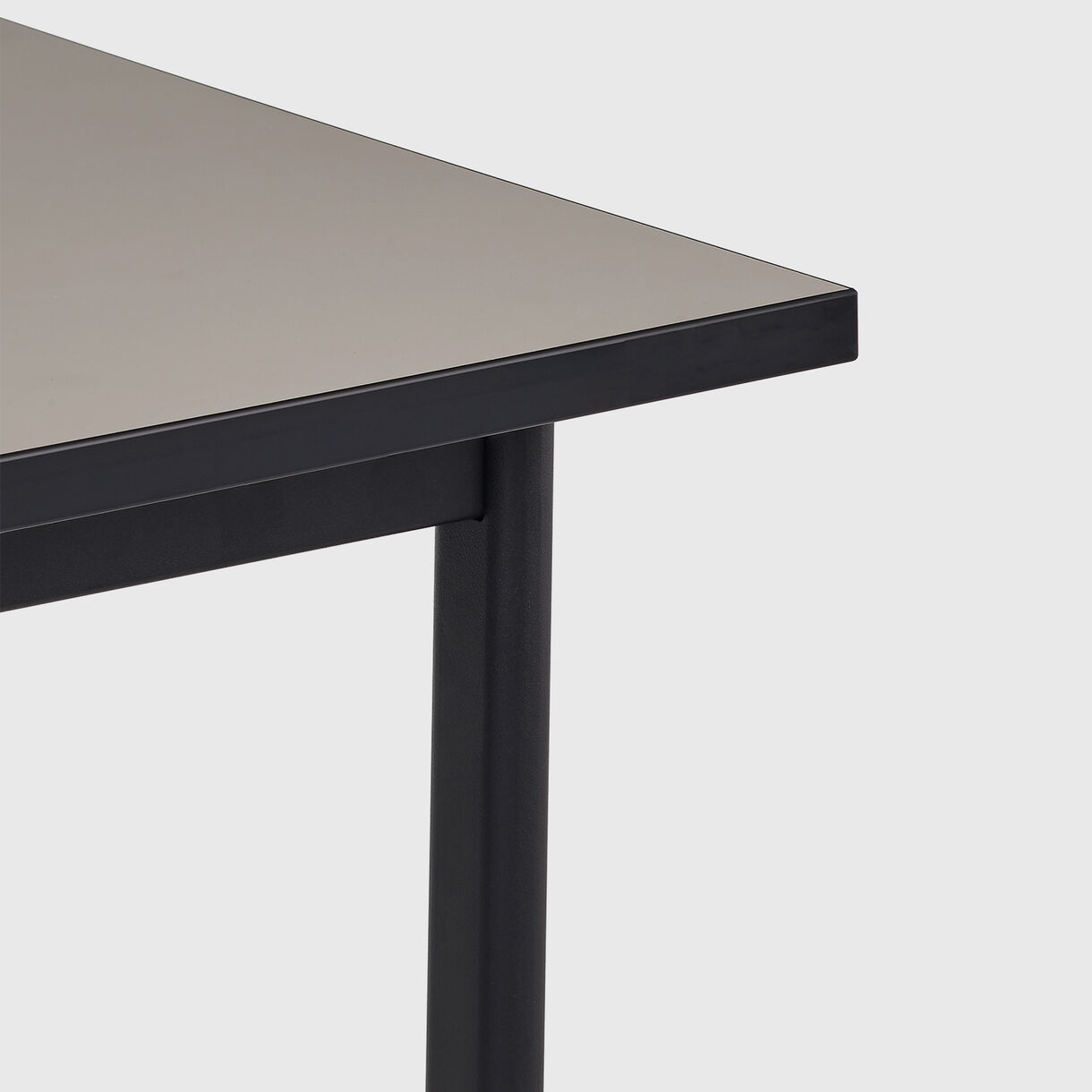 Mode Desk with Storage, Sandstone Top, Black Storage, Walnut Handles