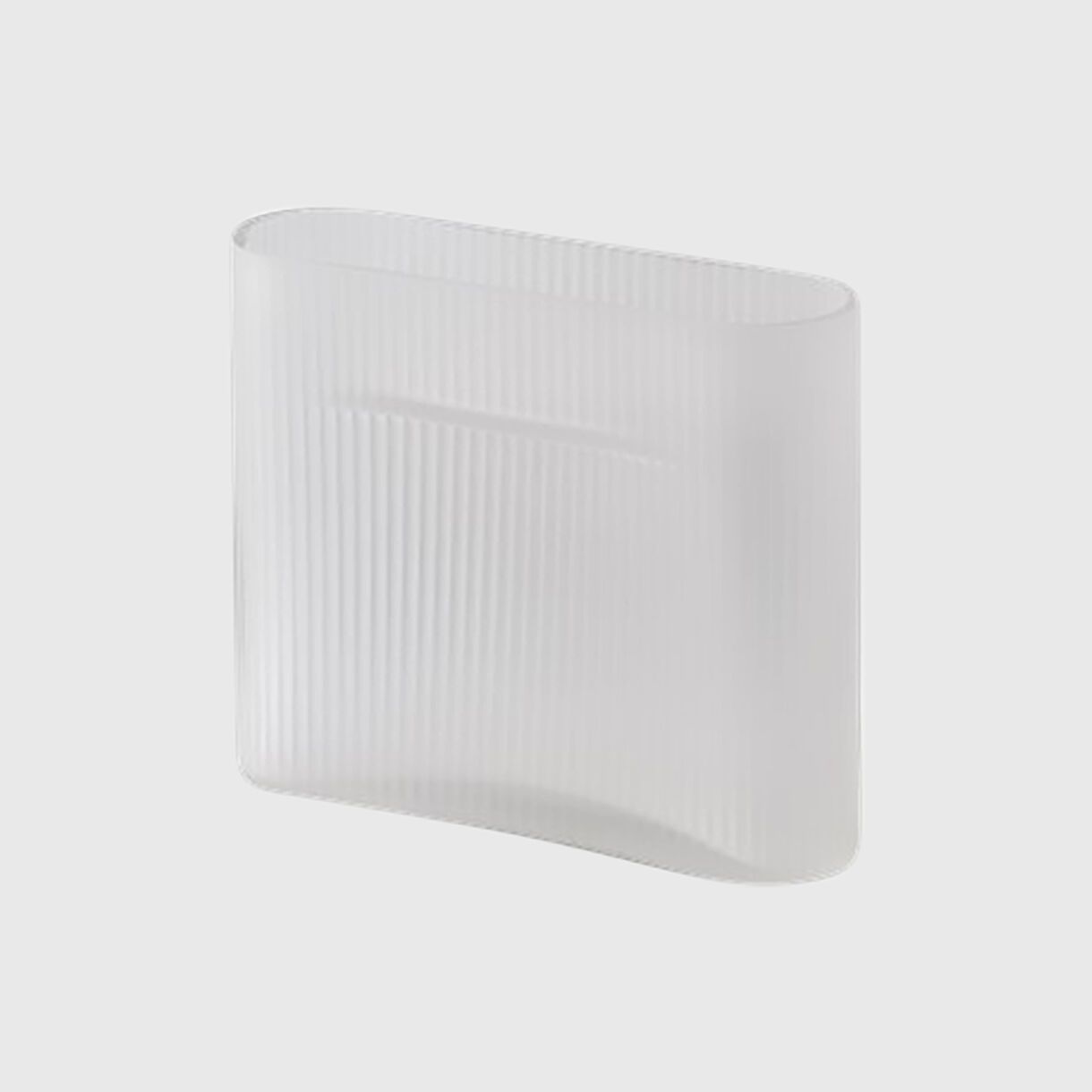 Ridge Vase, Frosted Glass, White, Low