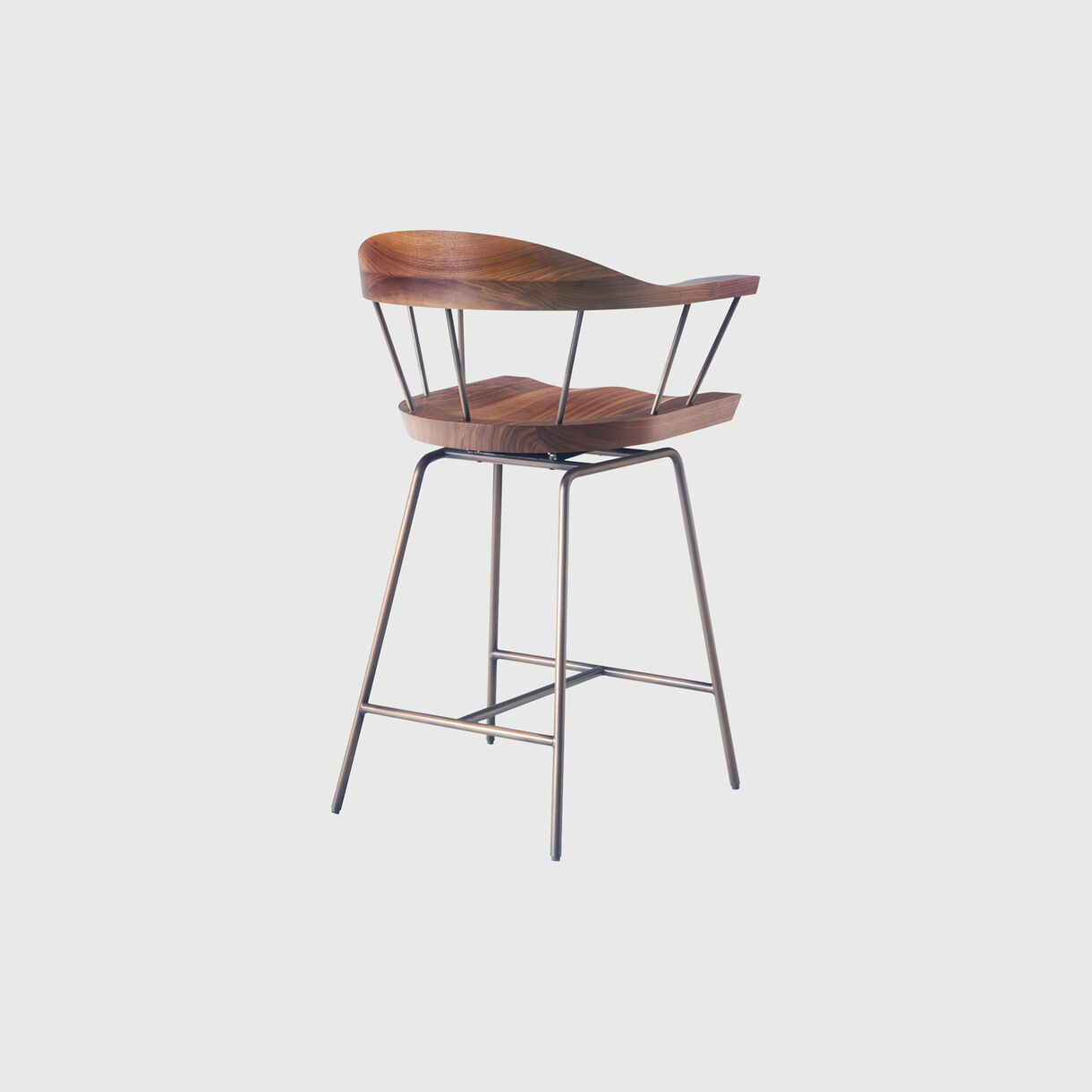 Spindle Counter Chair, Walnut, Bronze