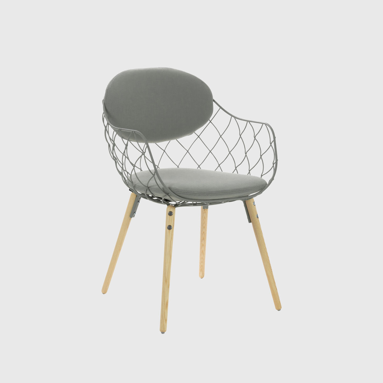 Pina Armchair, Wood Base, Steelcut2 140 Grey, Ash Natural