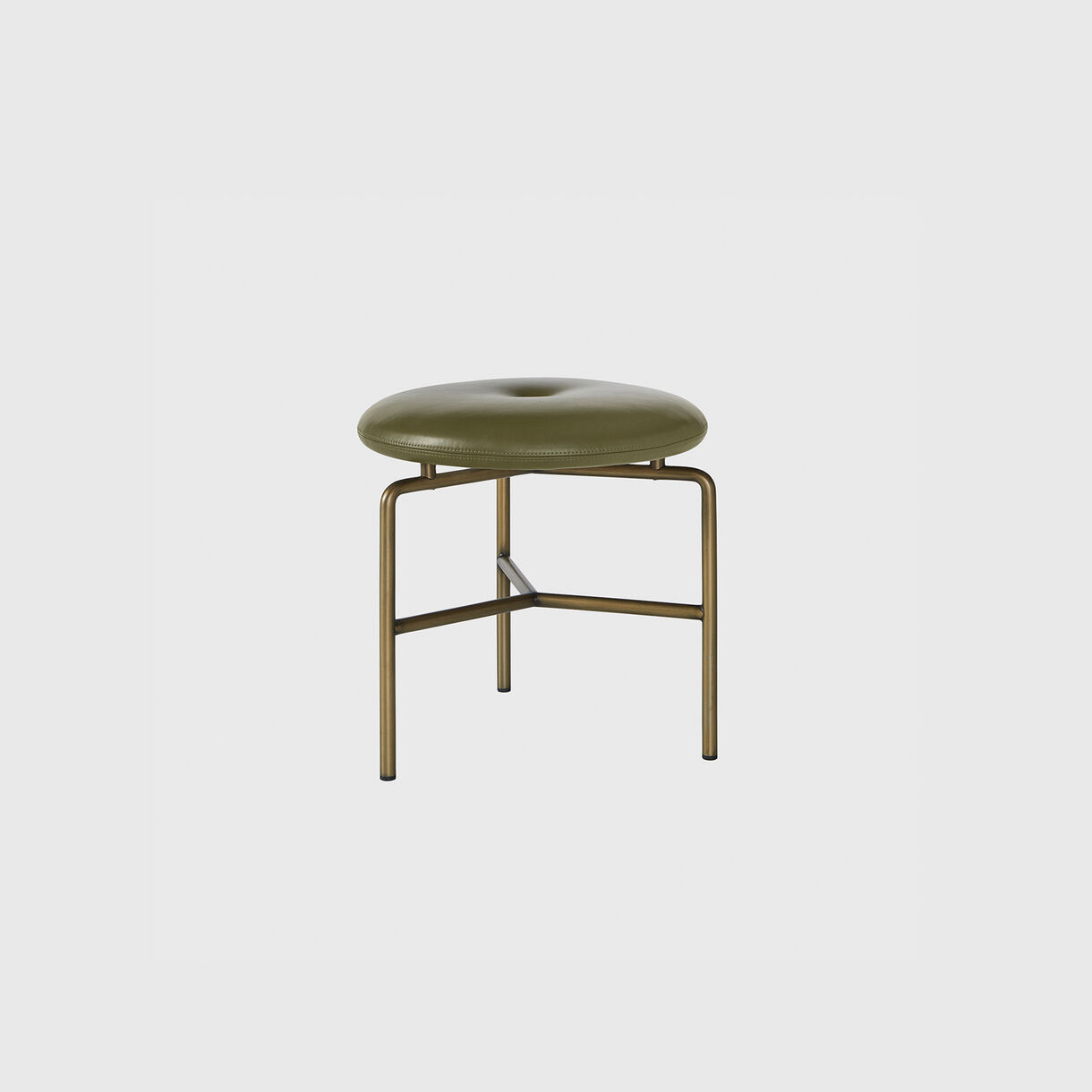 Circular Stool, Low Height, Bronze, Elegant - Olive