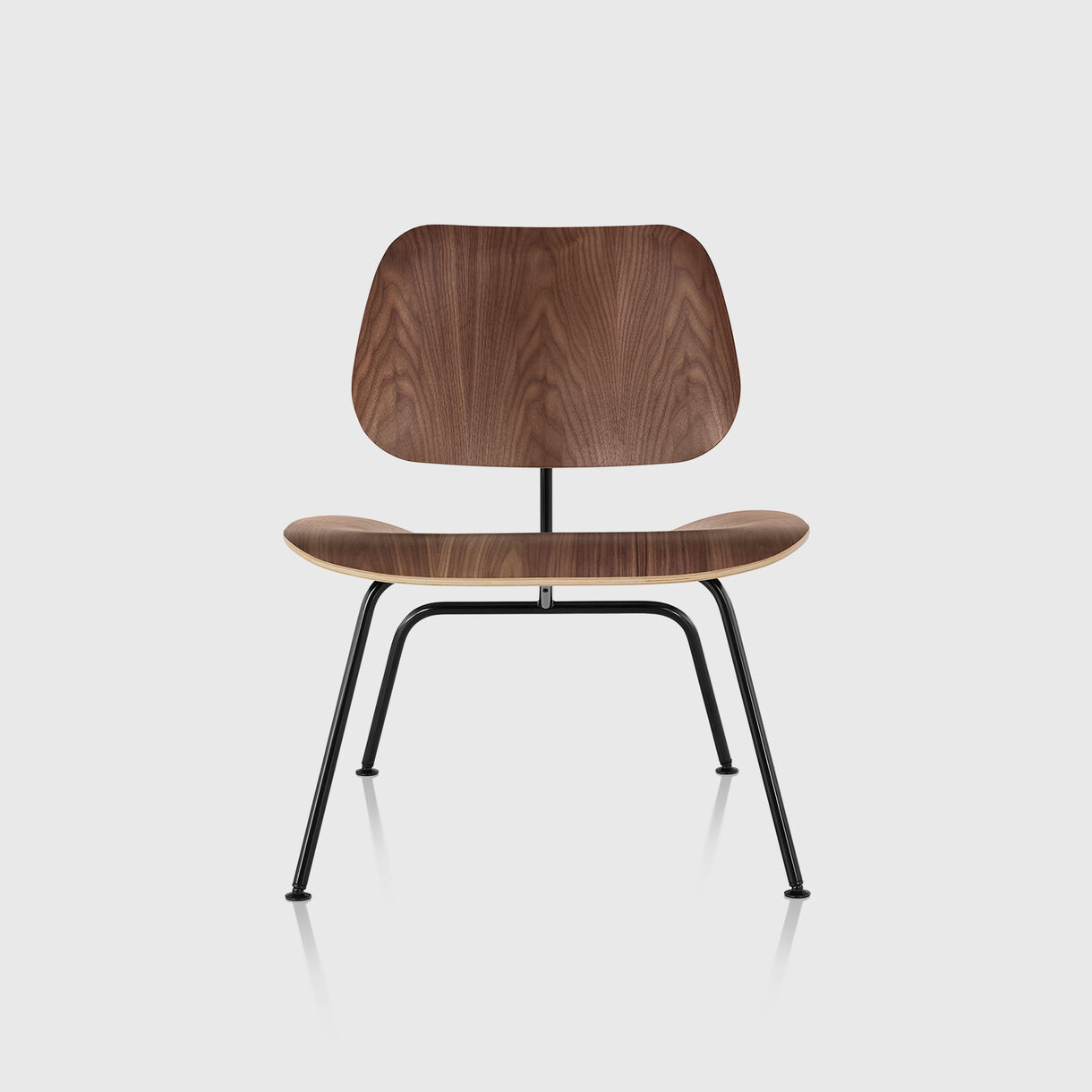 Eames Moulded Plywood Lounge Chair, Metal Base, Walnut & Black