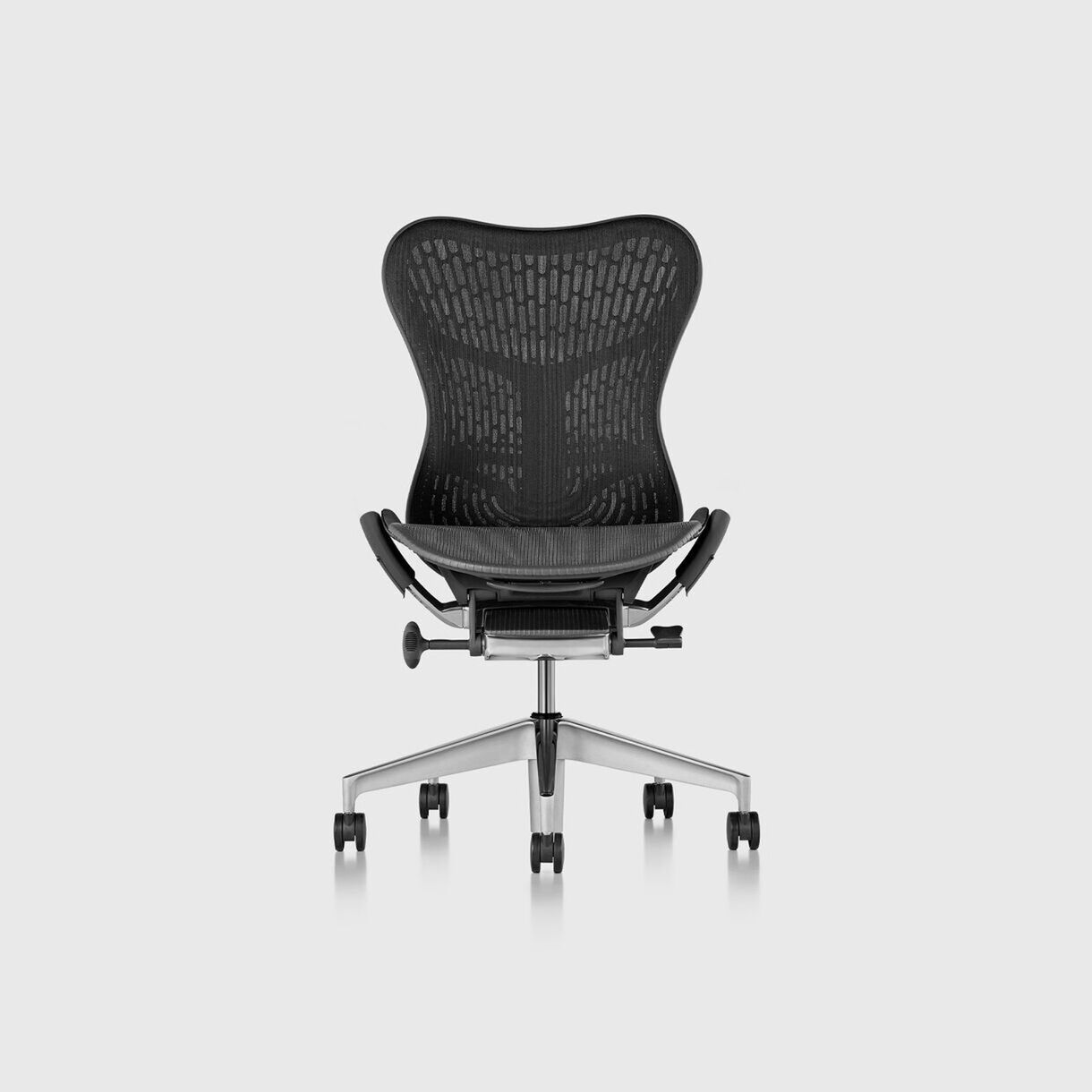 Mirra 2 Work Chair, Butterfly Suspension, Graphite, Silver Alloy Base, No Arms