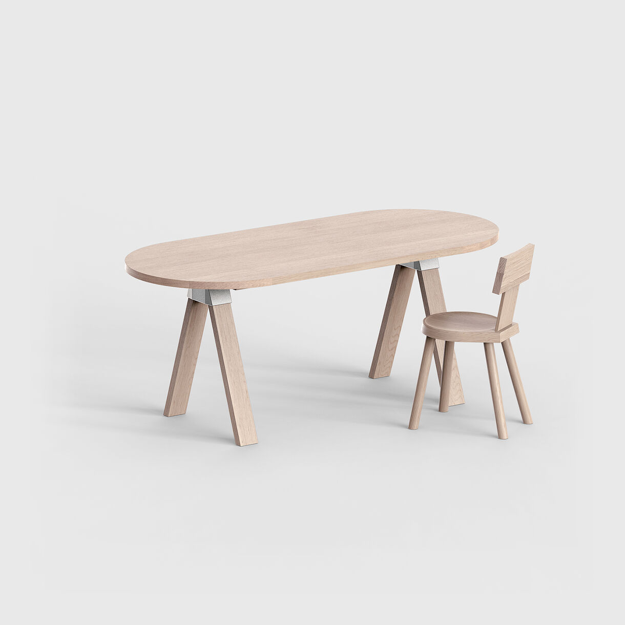A-Joint Oval Table, 1800mm, Ash & Aluminium