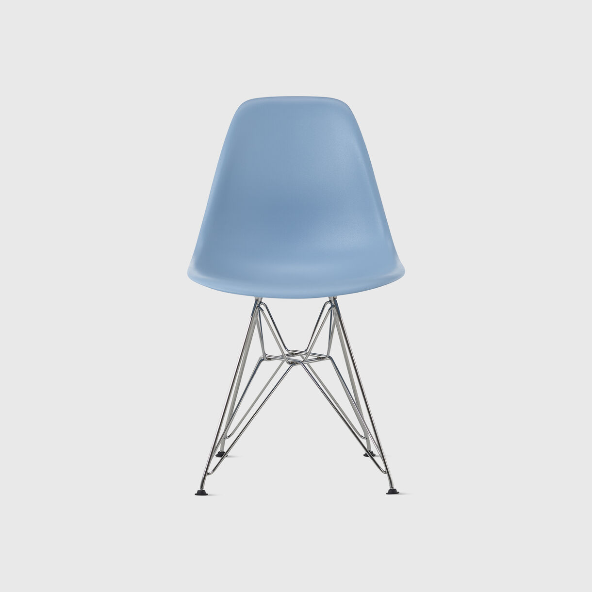 Eames Moulded Plastic Side Chair, Wire Base, Pale Blue, Chrome