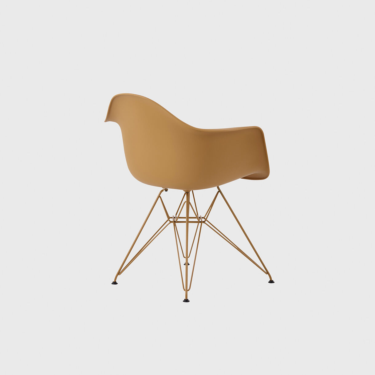 Eames Moulded Plastic Armchair, Wire Base, Toffee