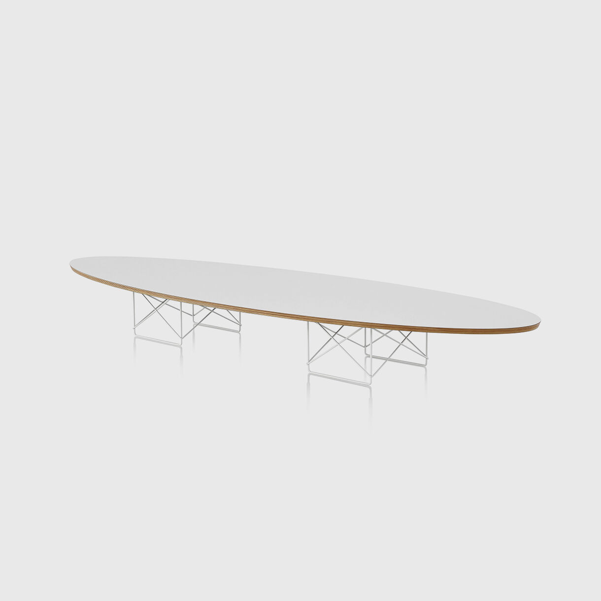 Eames Elliptical Wire Base Low Table, White Chrome