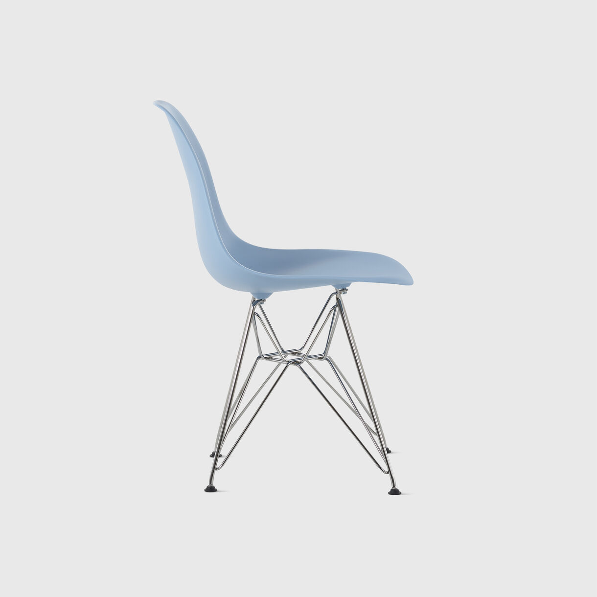 Eames Moulded Plastic Side Chair, Wire Base, Pale Blue, Chrome