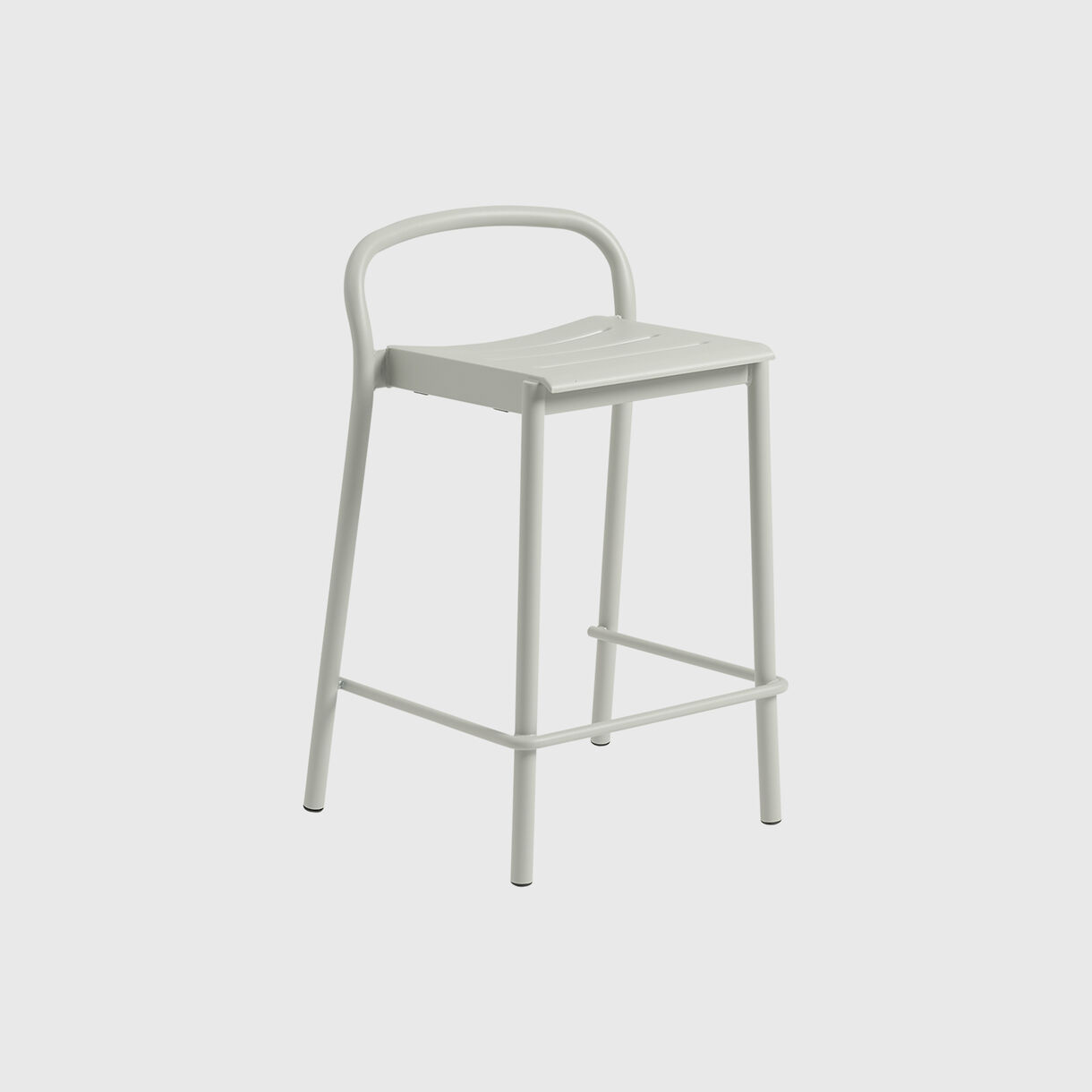 Linear Steel Stool, Counter, Grey