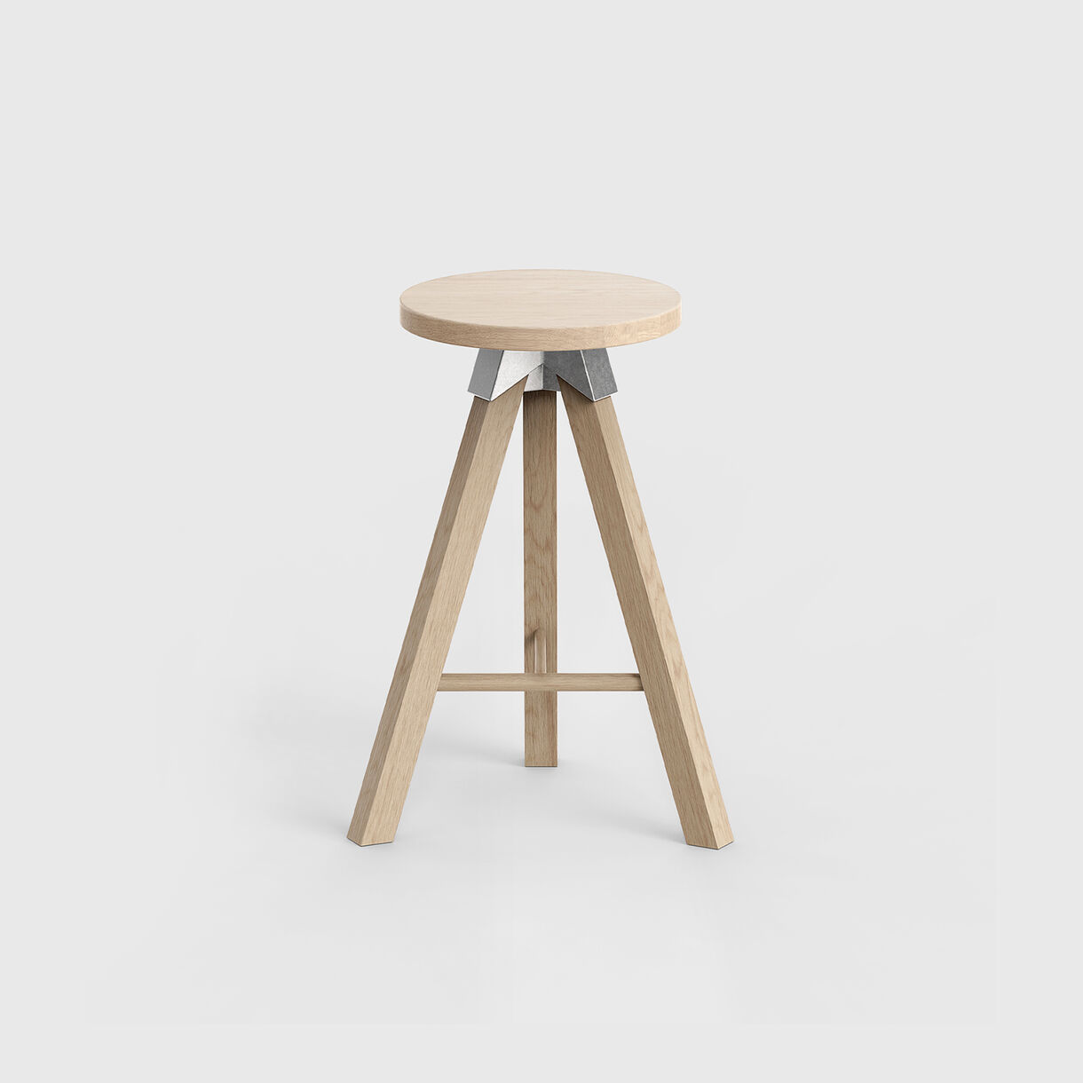 A-Joint Stool, High, Oak & Aluminium