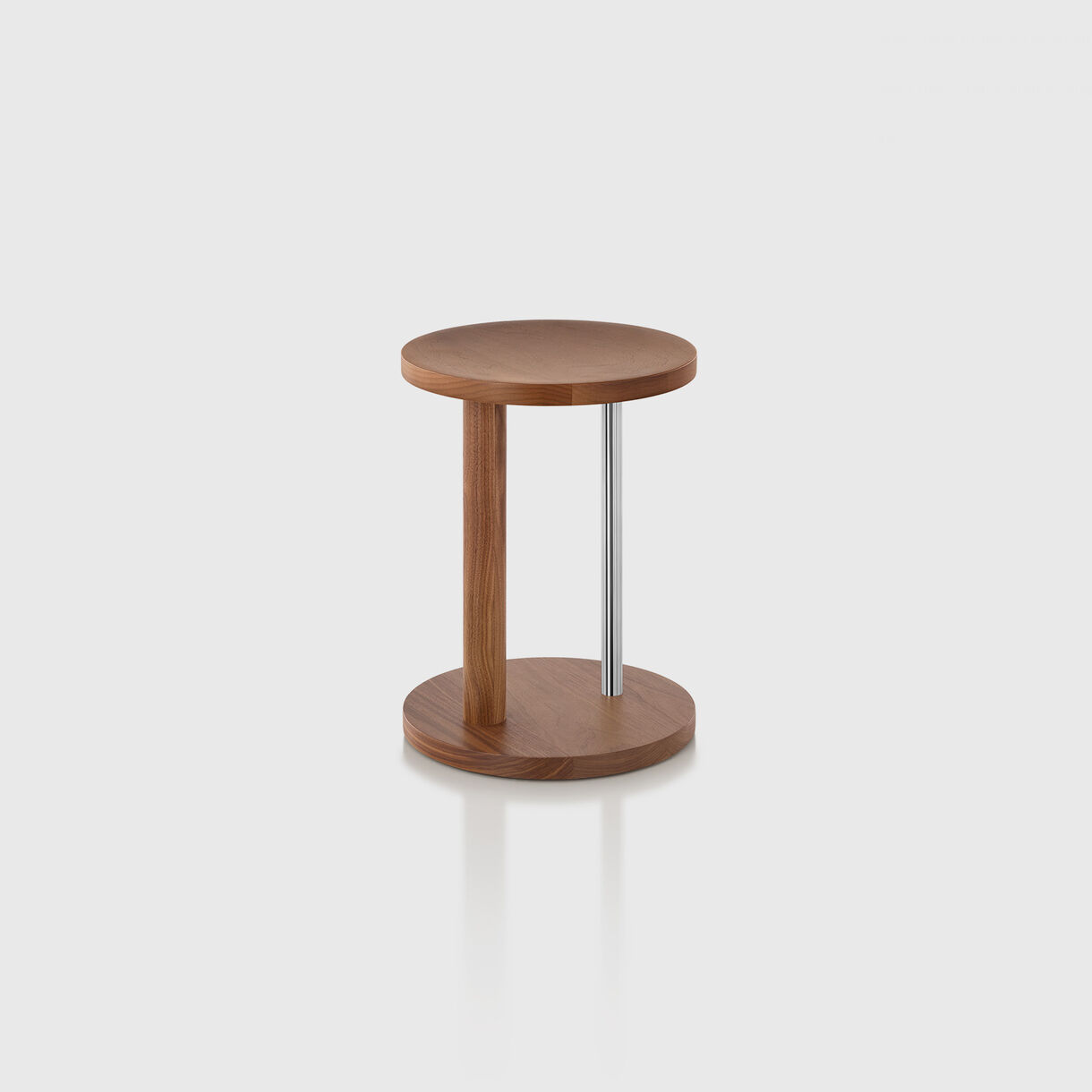 Spot Low Stool, Walnut & Chrome