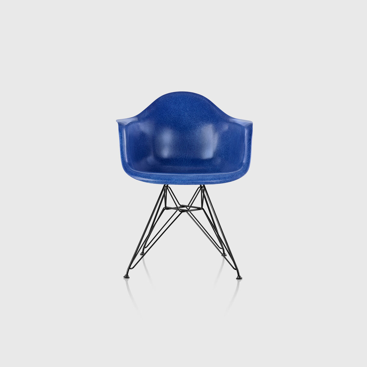 Eames Moulded Fibreglass Armchair, Ultramarine Blue & Black