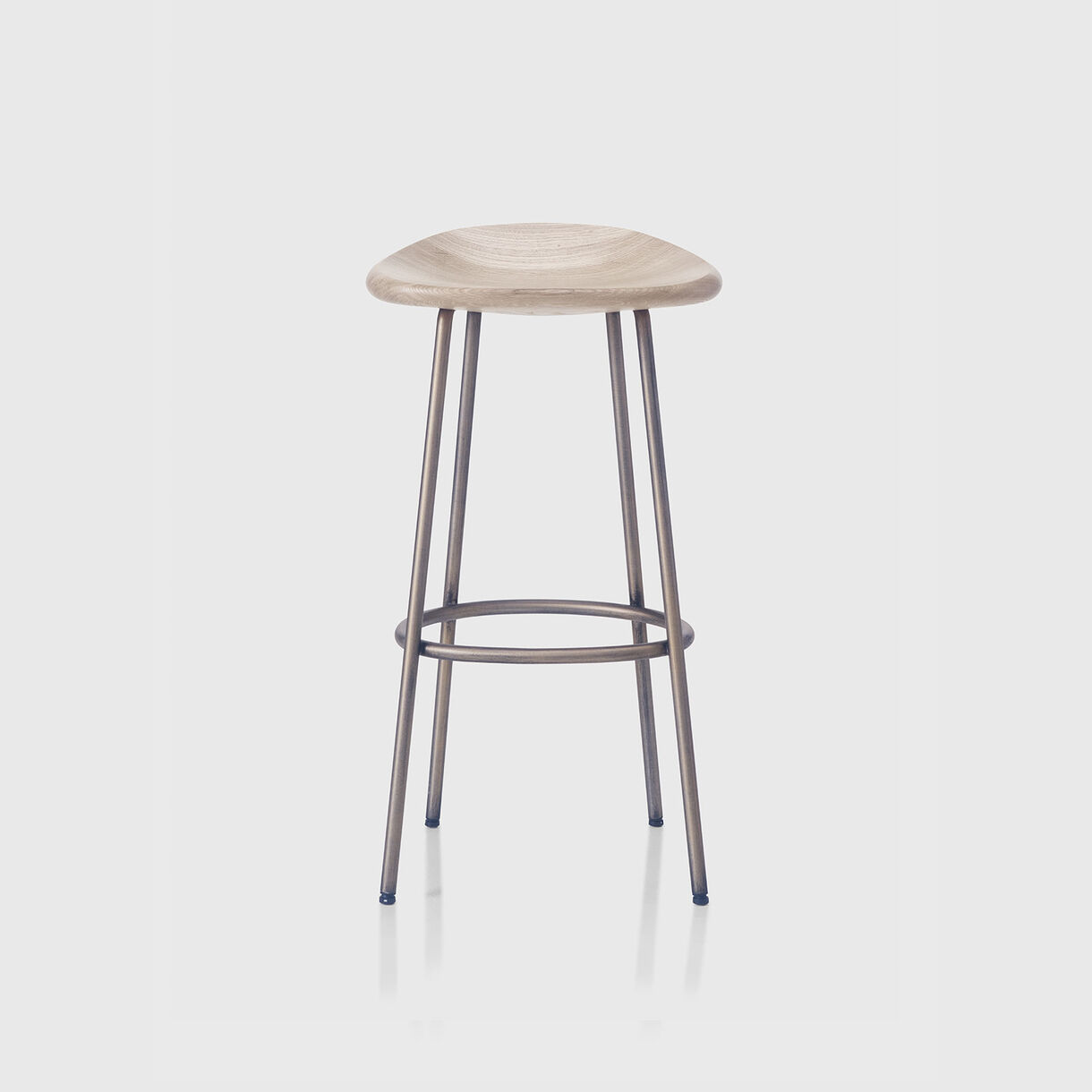 Pebble Bar Stool, Raw Oak & Bronze