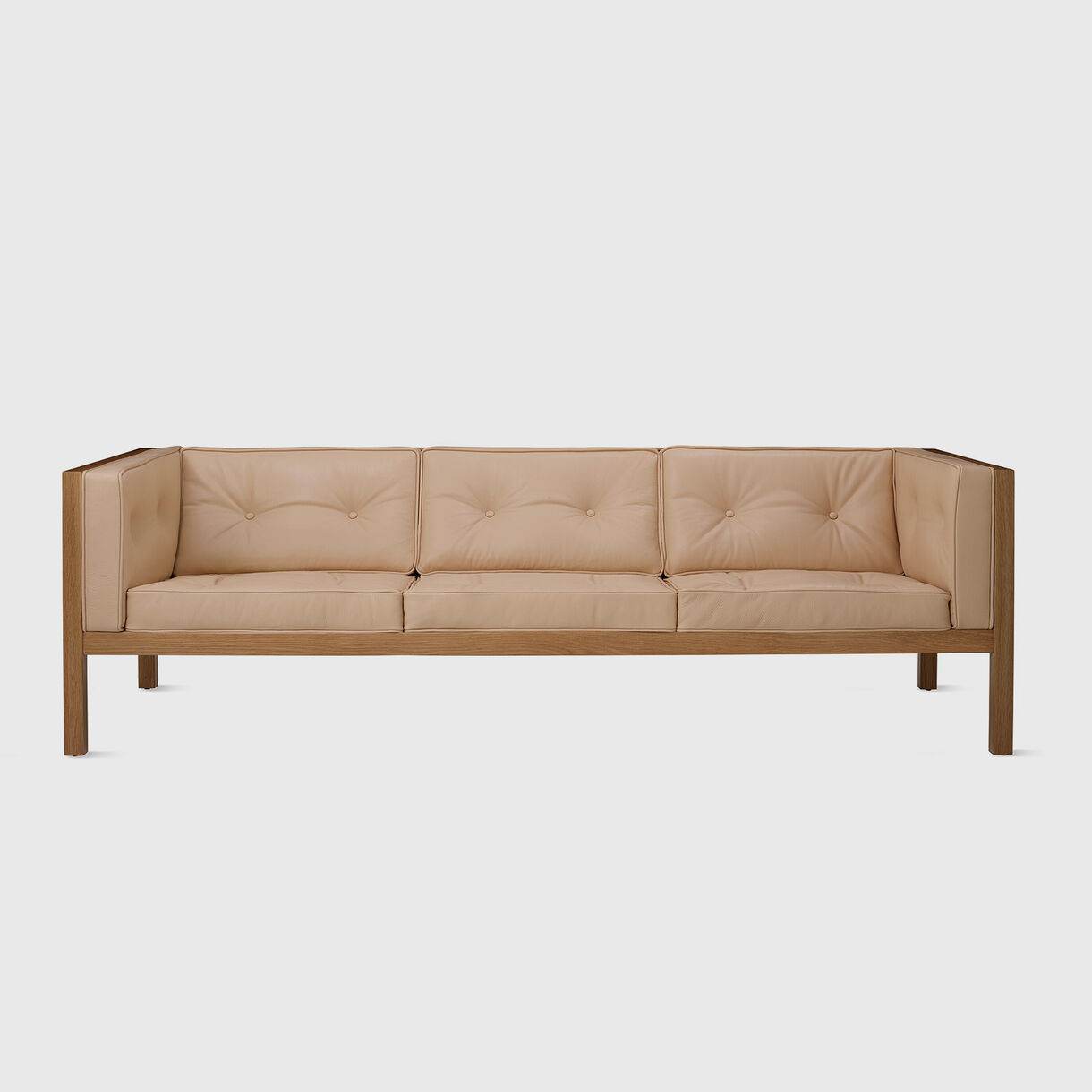 Nelson Cube Sofa, 2337mm, White Oak & Balsa Leather