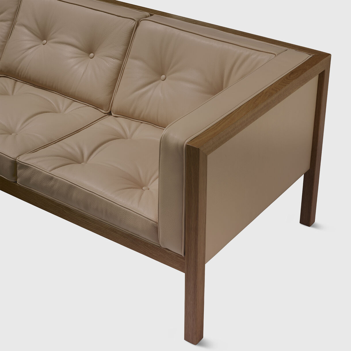 Nelson Cube Sofa, 2070mm, White Oak & Balsa Leather