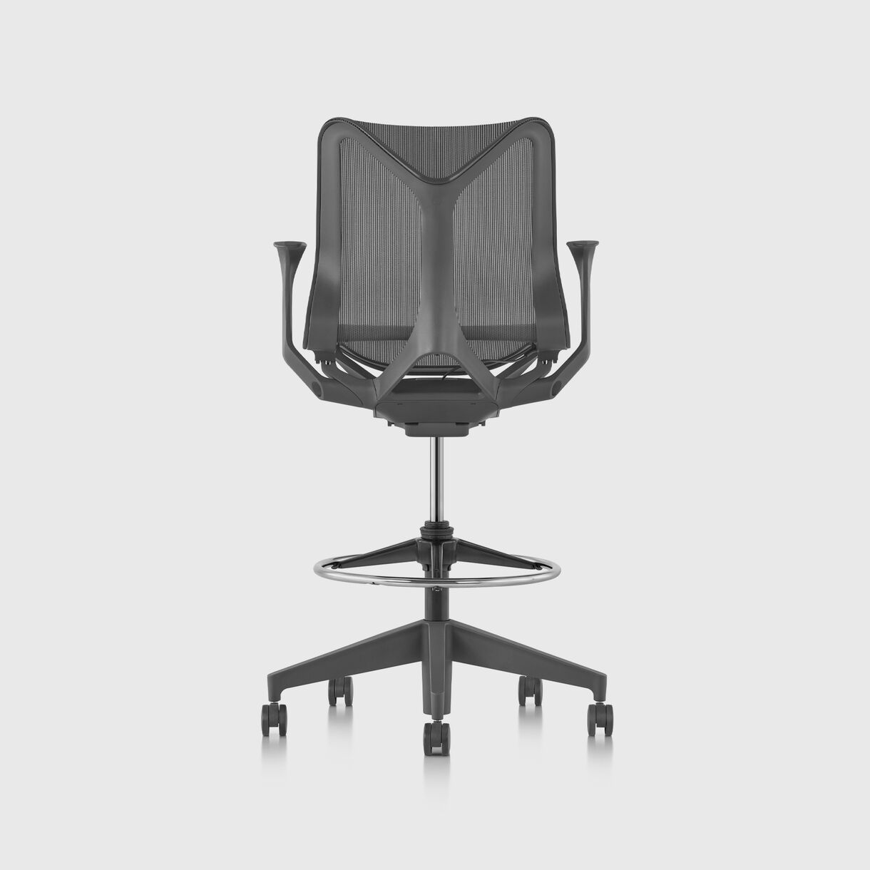 Cosm Work Stool - Low-Back, Graphite - Fixed Arms