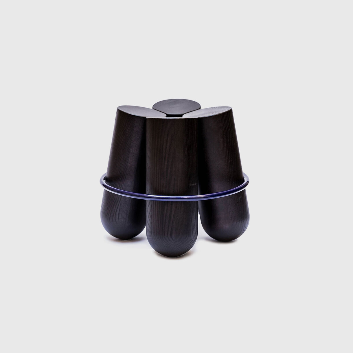 Bolt Stool, Black Stained Ash & Blue Ring