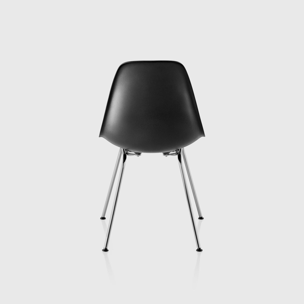 Eames Moulded Plastic Side Chair 4-Leg, Black, Chrome
