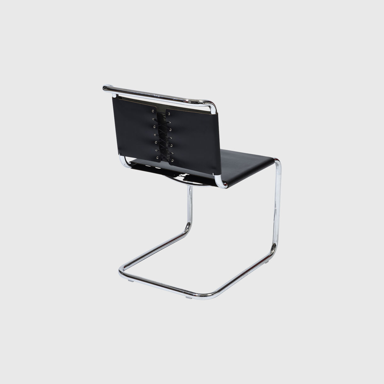 Spoleto Chair, Black Leather, Chrome