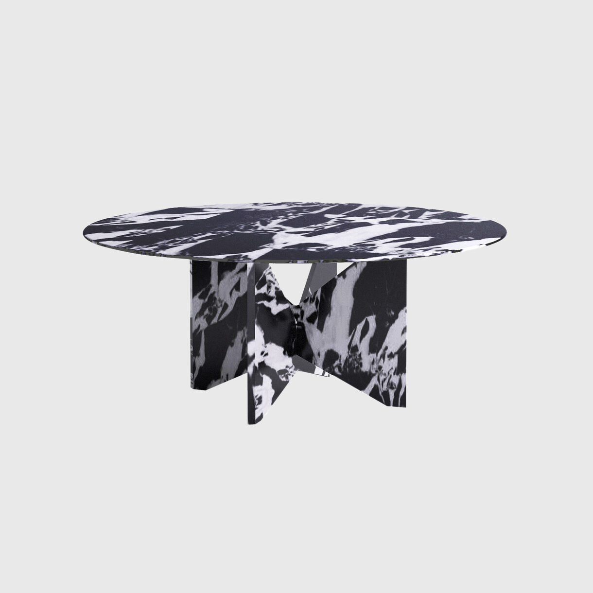 Lamina Round Table, Black & White Marble