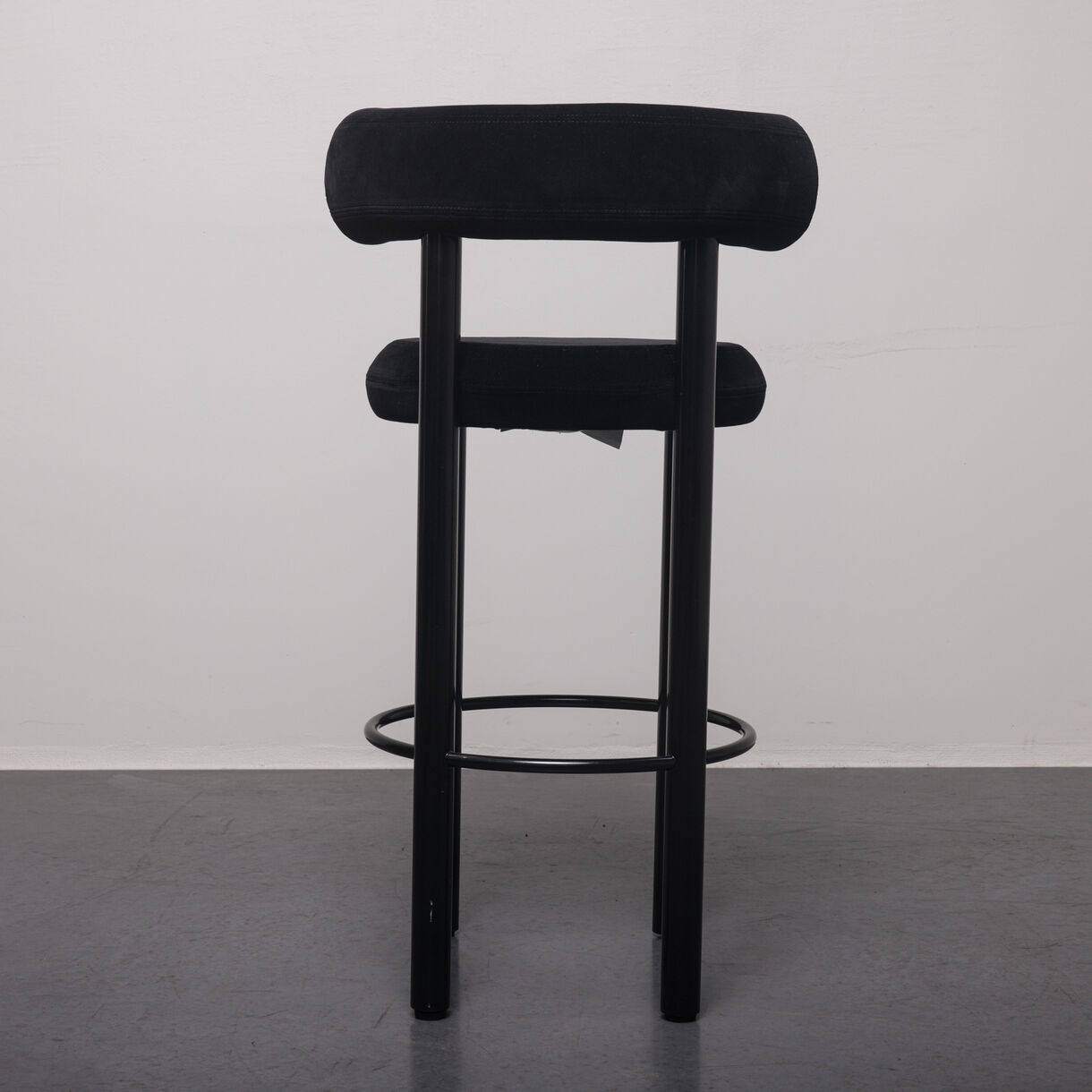 Fat Bar Stool, Black Steel and Fab A Upholstery
