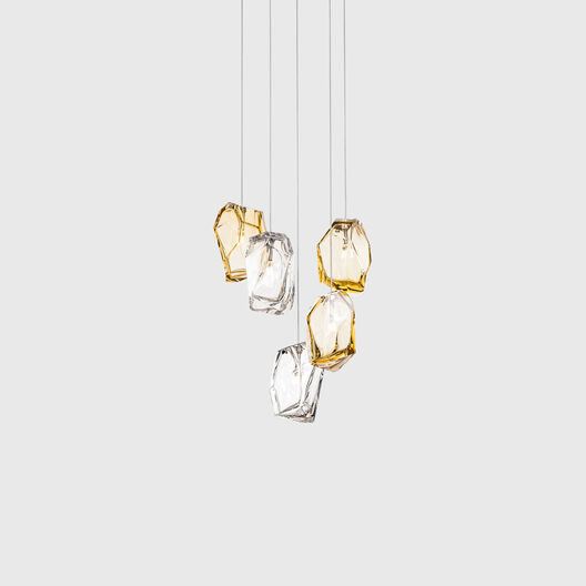 Crystal Rock Pendant Lamp, Cluster of 5