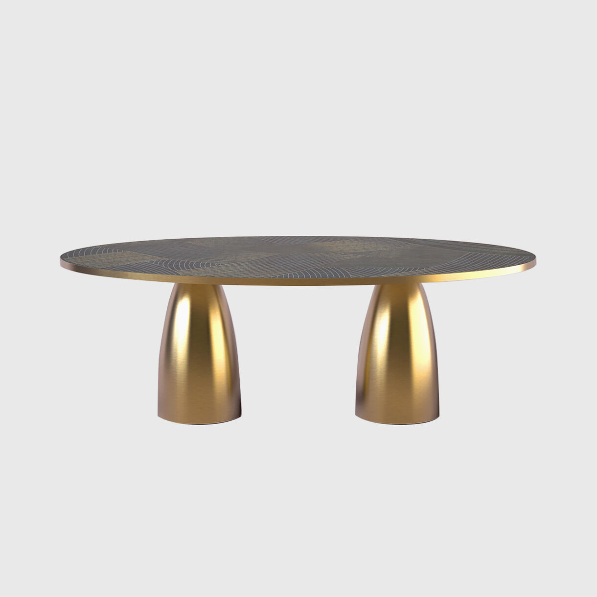 Lustre Oval Dining Table, Nero Marble with Dhow Inlay