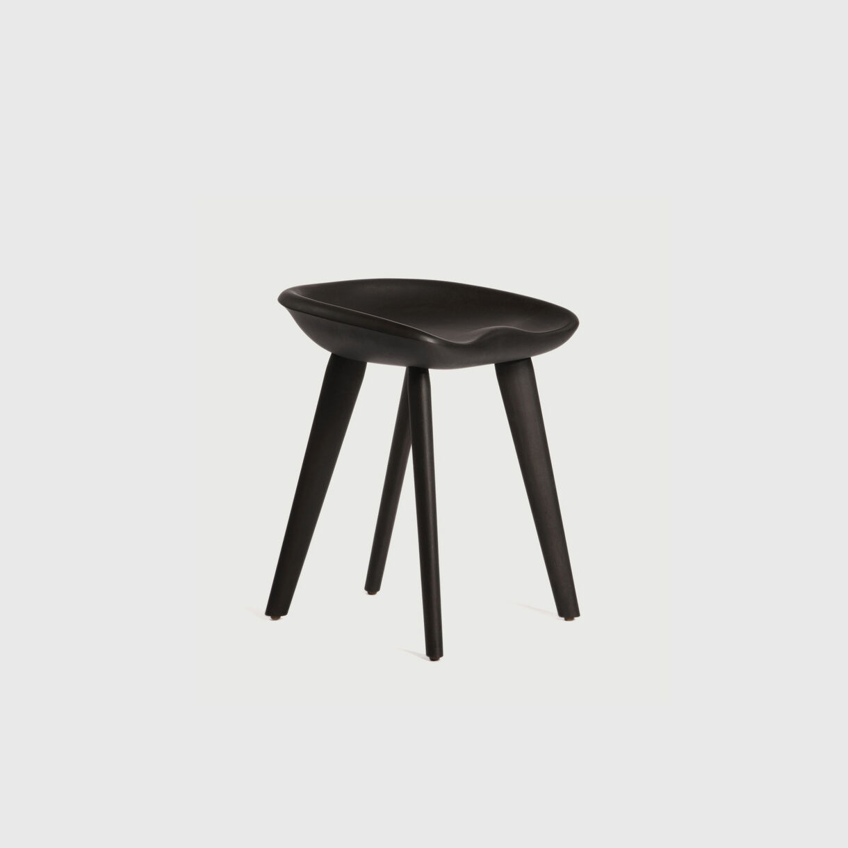 Tractor Low Stool, Ebonised Ash