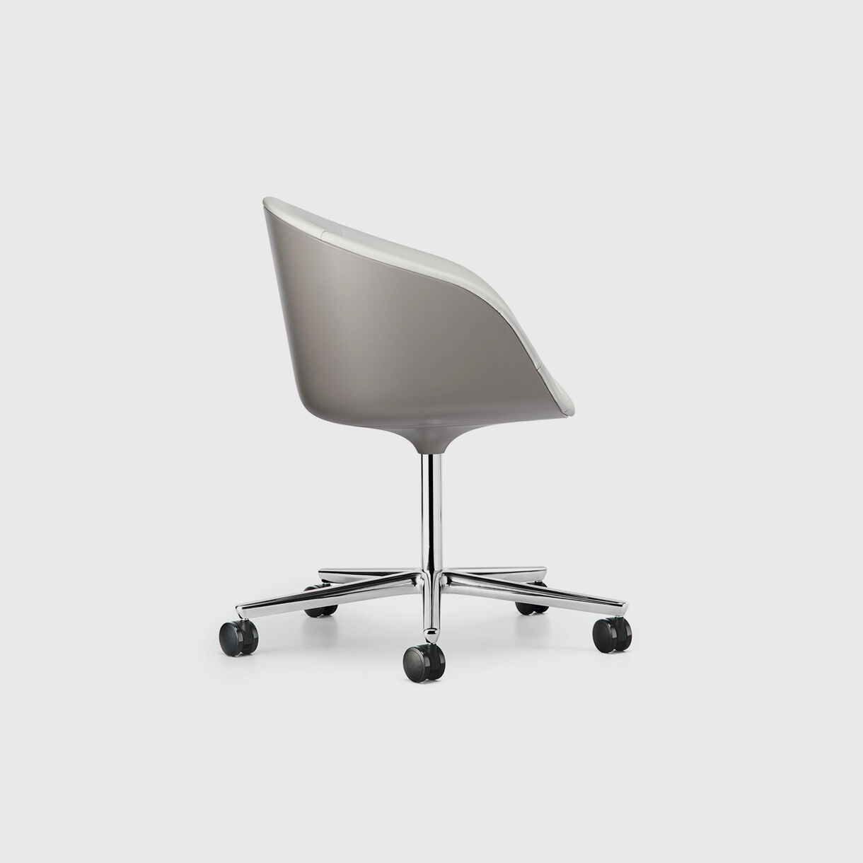 Kyo Chair 5 Star Base, White Leather & Silver Base