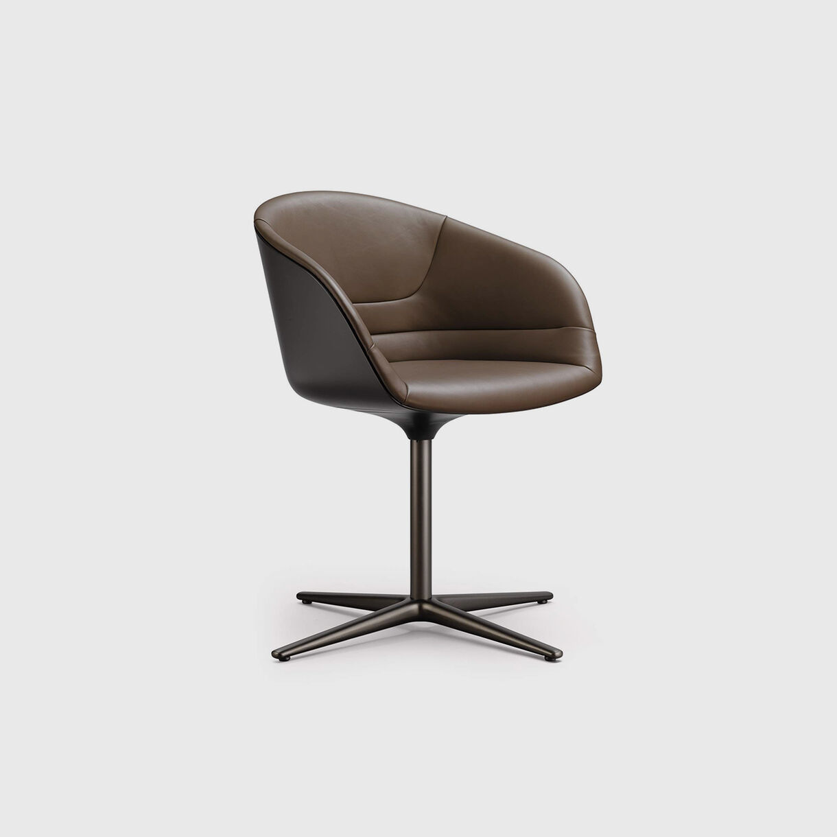 Kyo Chair, Brown Leather & Bronze Base