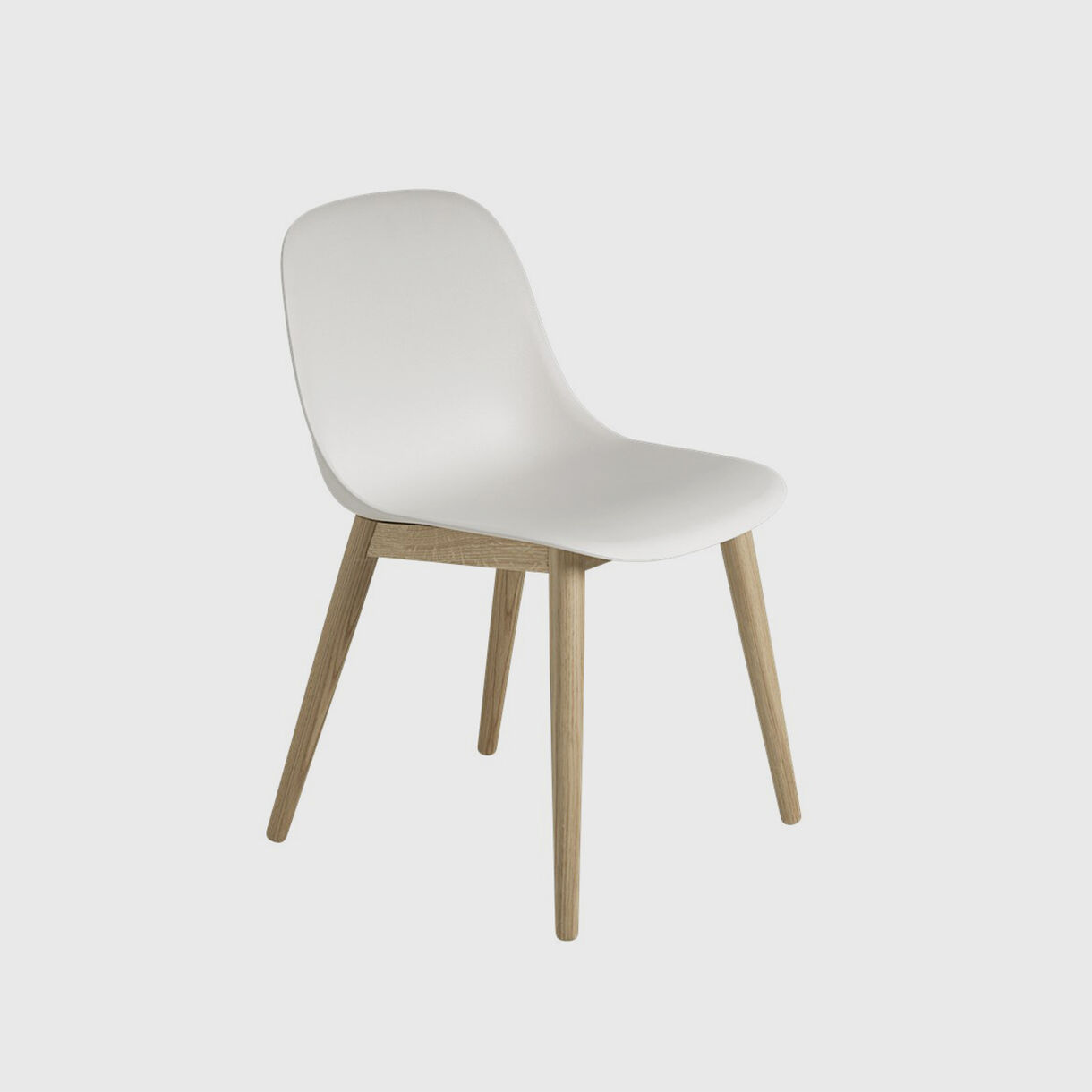 Fiber Side Chair Wood Base, White & Oak