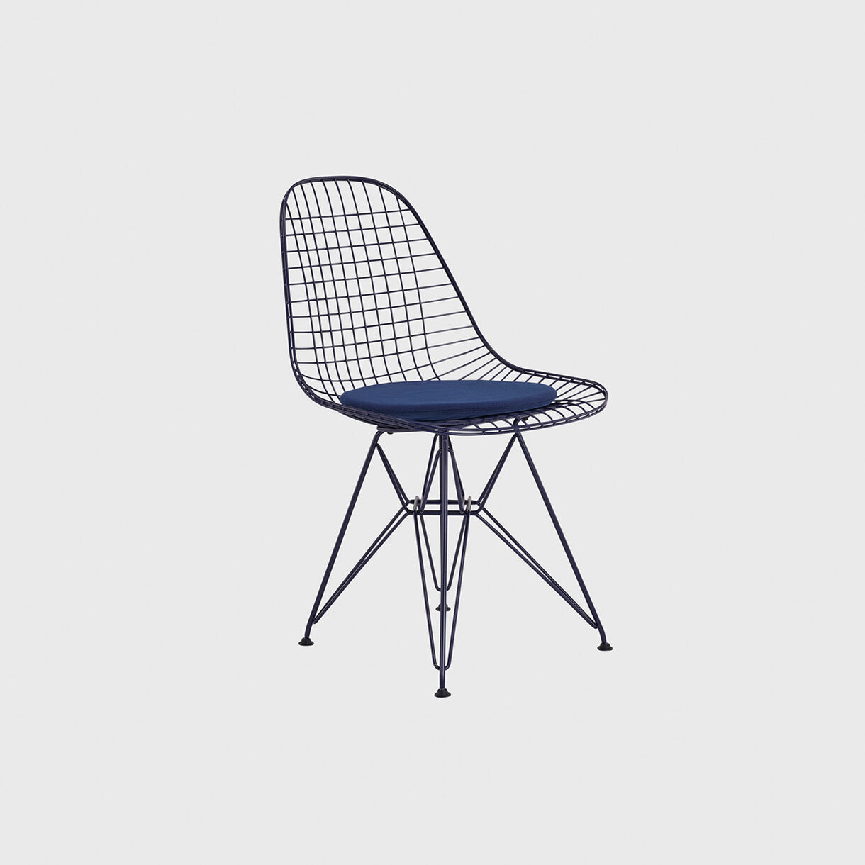 Eames Wire Chair, Upholstered Seat Pad, Black Blue