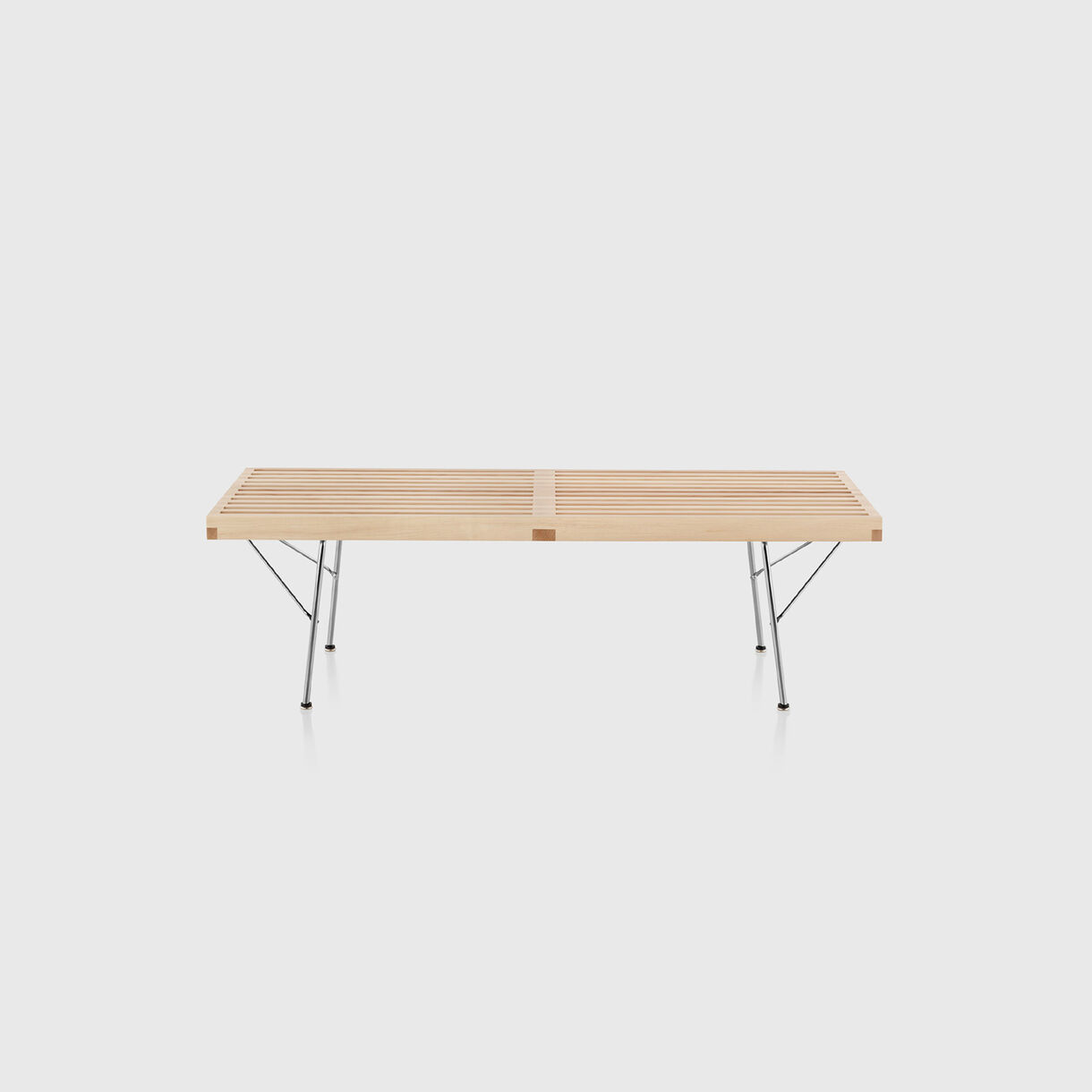 Nelson Platform Bench, Metal Base, 48", Natural Maple & Chrome