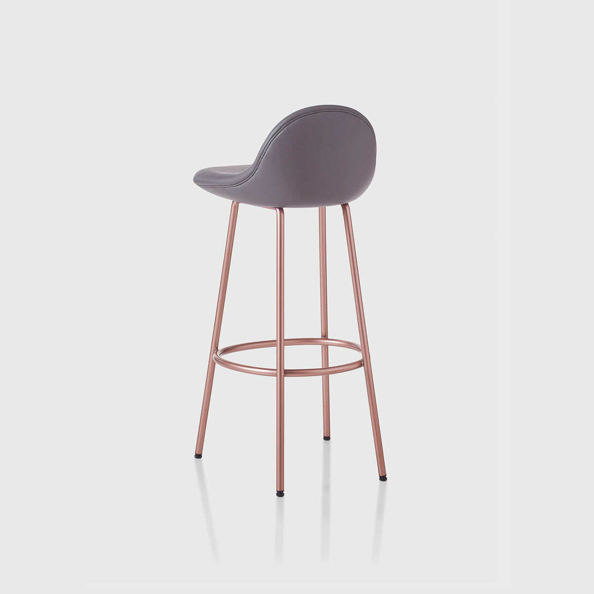 Pebble Padded Bar Stool, Leather & Copper Base