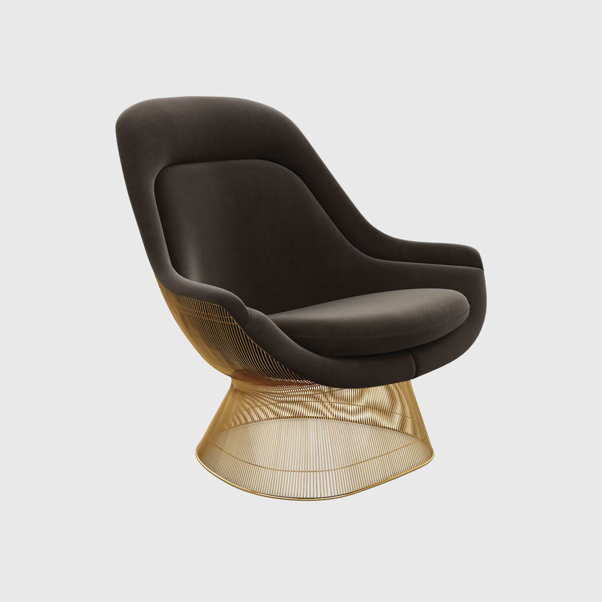 Platner Easy Lounge Chair, Gold, Velvet Truffle